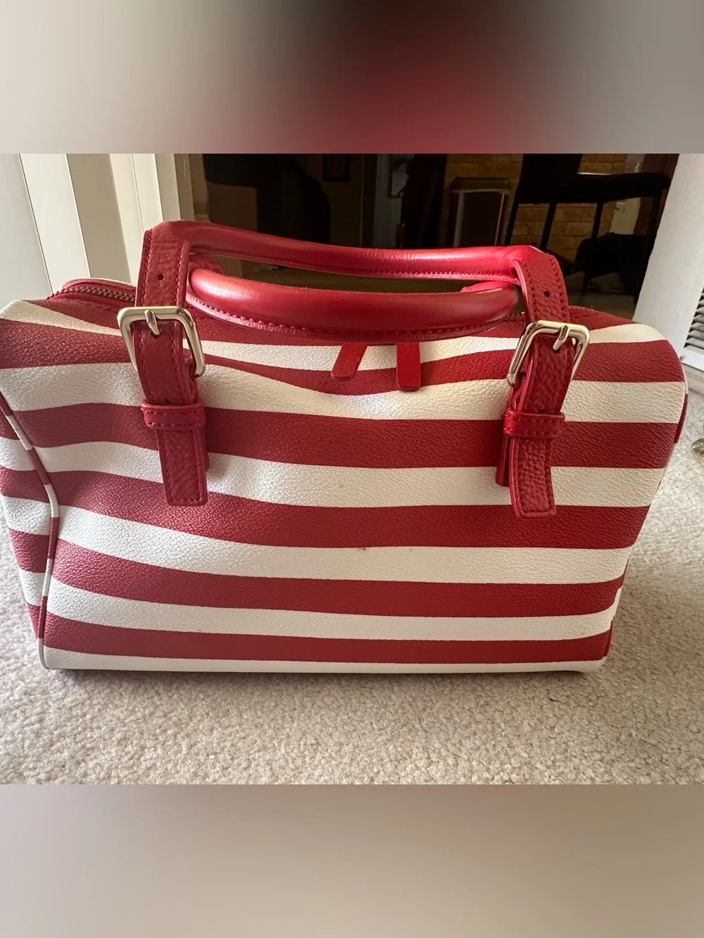 Kate Spade Kennywood Sidney satchel red and white stripe
